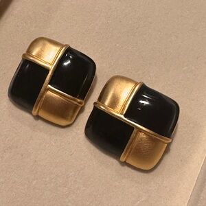 Givenchy Gold and Black Square Earrings
